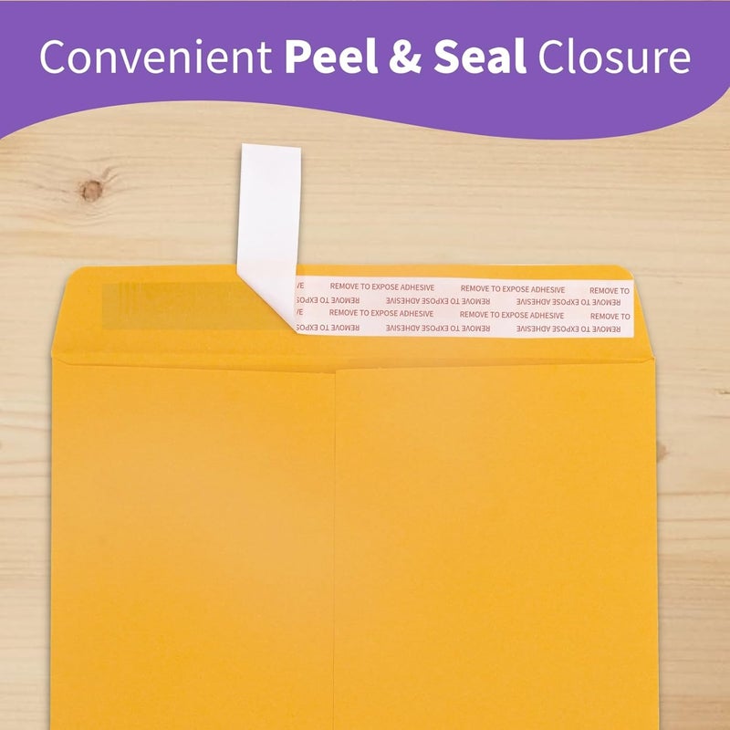 Creebe 100 Pack Self Seal Manilla Envelopes 10x13, Catalog Envelopes Yellow Brown Large Envelopes with Peel and Seal Flap for Mailing, Organizing and Storage - Image 3